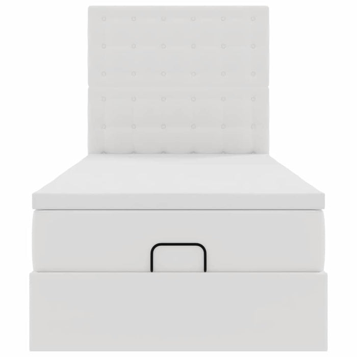 Pat otoman cu saltea, alb, 90x200cm, piele ecologică - WALTI WALTI