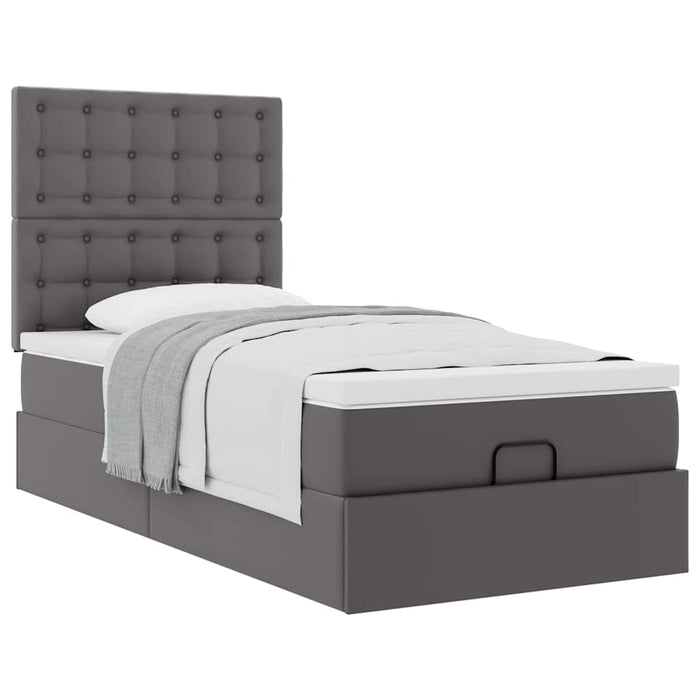 Pat otoman cu saltea, gri, 90x200cm, piele ecologică - WALTI WALTI