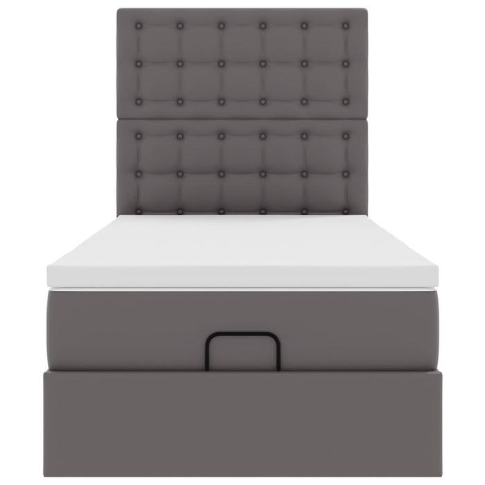 Pat otoman cu saltea, gri, 90x200cm, piele ecologică - WALTI WALTI