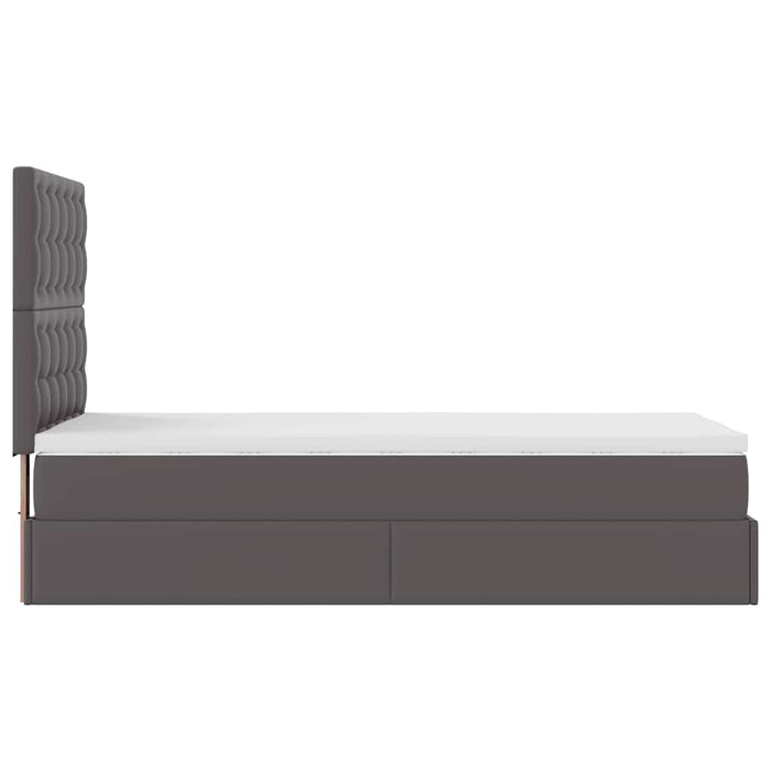 Pat otoman cu saltea, gri, 90x200cm, piele ecologică - WALTI WALTI