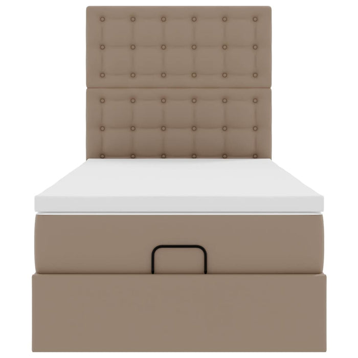 Pat otoman cu saltea, cappucino, 90x200cm, piele ecologică WALTI
