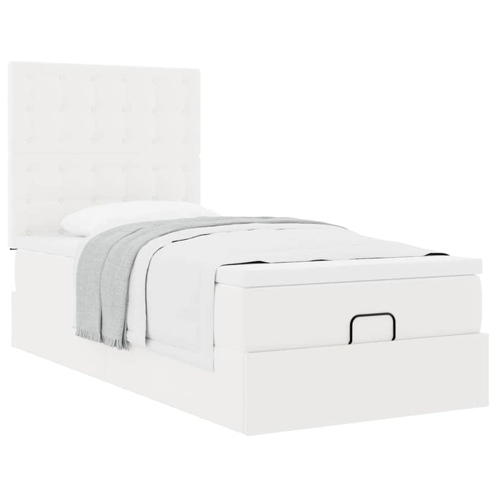 Pat otoman cu saltea, alb, 100x200cm, piele ecologică - WALTI WALTI