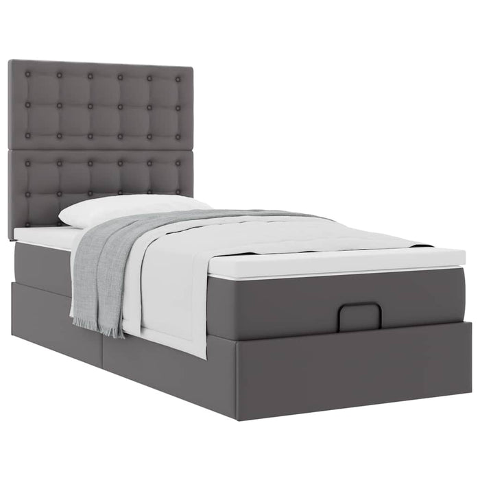 Pat otoman cu saltea, gri, 100x200cm, piele ecologică - WALTI WALTI