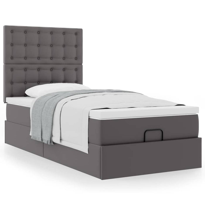 Pat otoman cu saltea, gri, 100x200cm, piele ecologică - WALTI WALTI