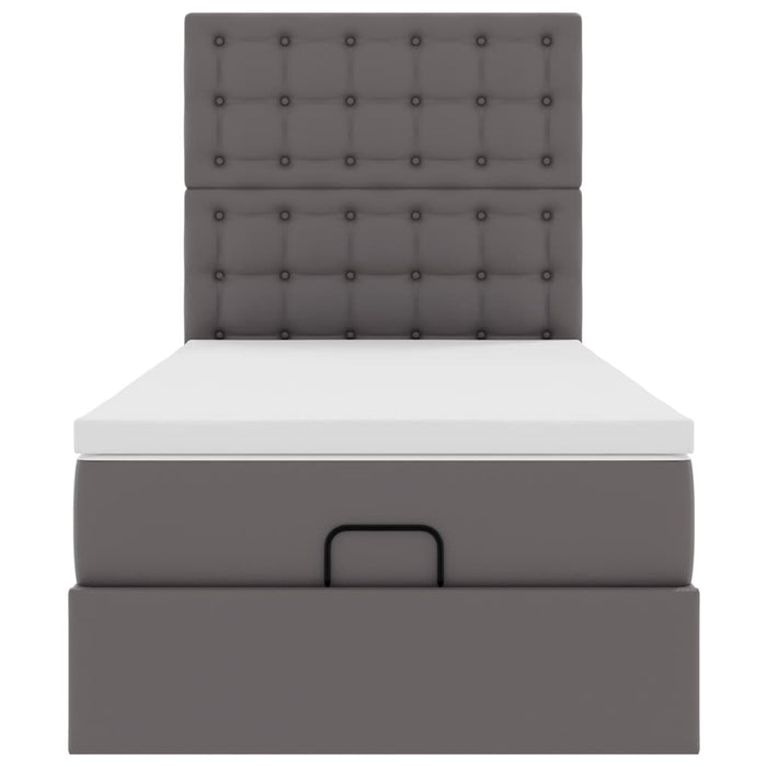 Pat otoman cu saltea, gri, 100x200cm, piele ecologică - WALTI WALTI