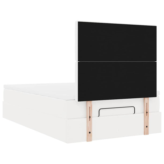 Cadru de pat otoman cu saltea alb 120x190 cm piele artificială WALTI