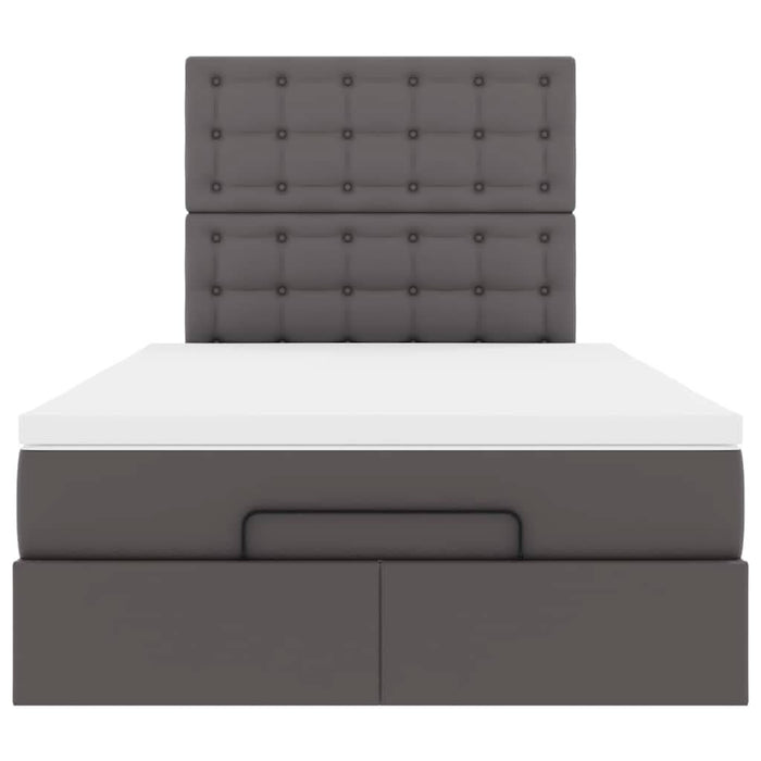 Cadru pat otoman cu saltea gri 120x190 cm piele artificială WALTI