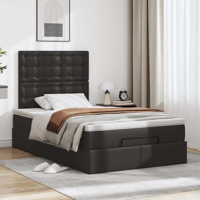 Cadru de pat otoman saltea neagră 120x200cm piele artificială - WALTI WALTI