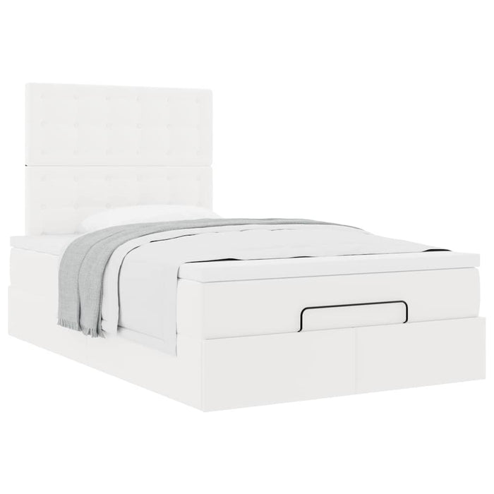 Cadru de pat otoman cu saltea alb 120x200cm piele artificială - WALTI WALTI