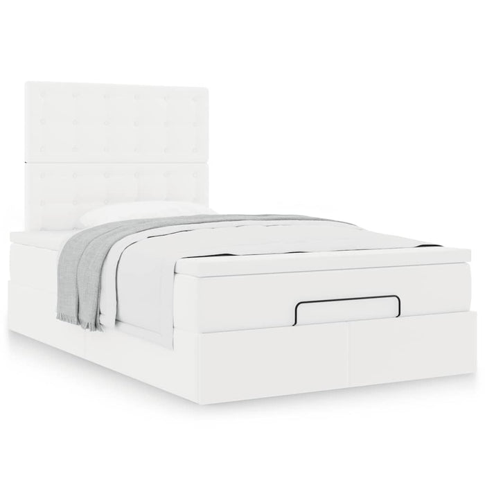 Cadru de pat otoman cu saltea alb 120x200cm piele artificială - WALTI WALTI