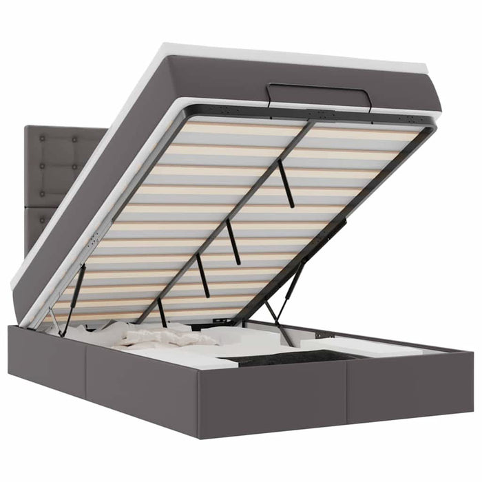 Cadru de pat otoman cu saltea gri 120x200cm piele artificială WALTI