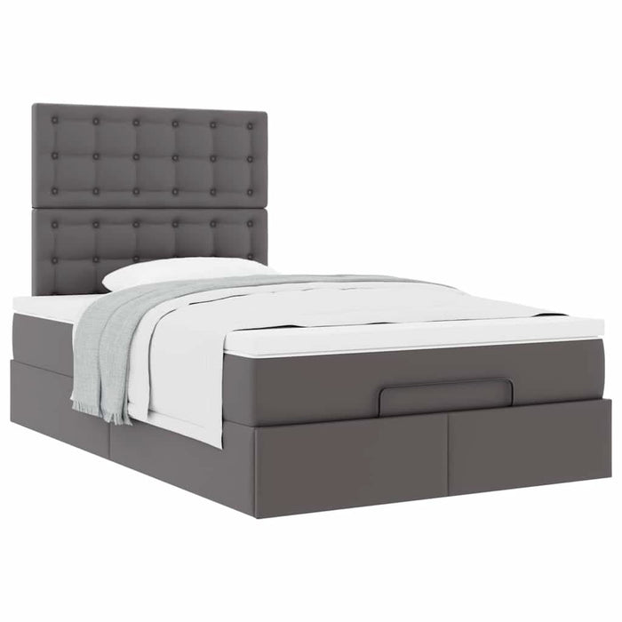 Cadru de pat otoman cu saltea gri 120x200cm piele artificială WALTI