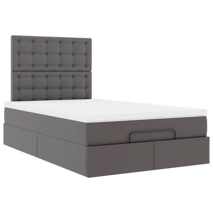 Cadru de pat otoman cu saltea gri 120x200cm piele artificială WALTI