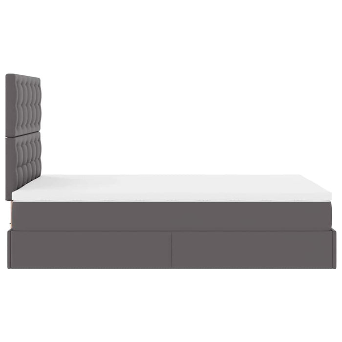Cadru de pat otoman cu saltea gri 120x200cm piele artificială WALTI