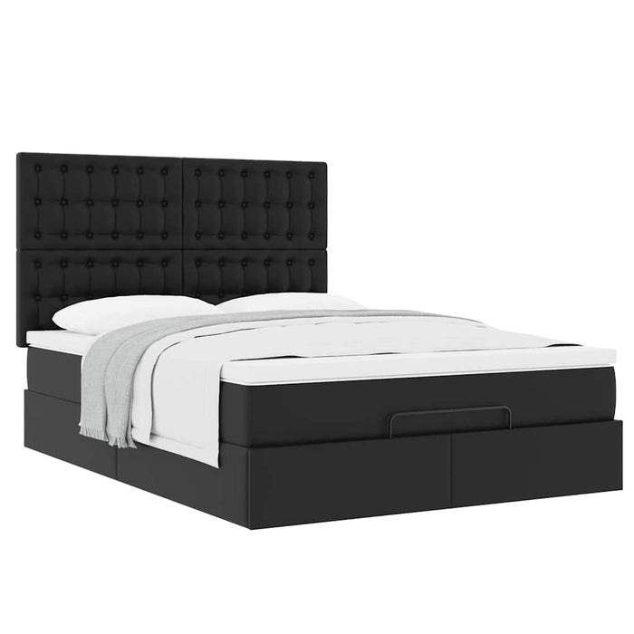 Cadru pat otoman cu saltea neagră 140x190cm piele artificială WALTI