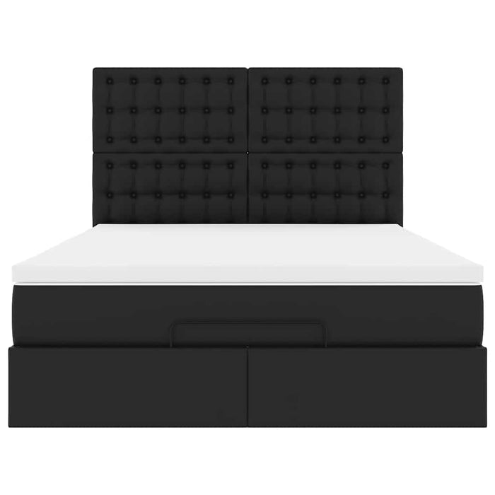 Cadru pat otoman cu saltea neagră 140x190cm piele artificială WALTI