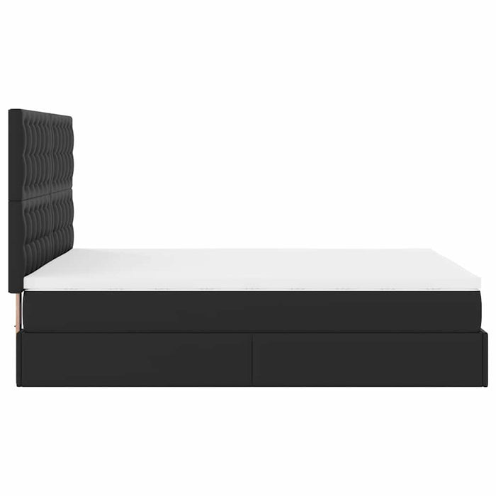 Cadru pat otoman cu saltea neagră 140x190cm piele artificială WALTI