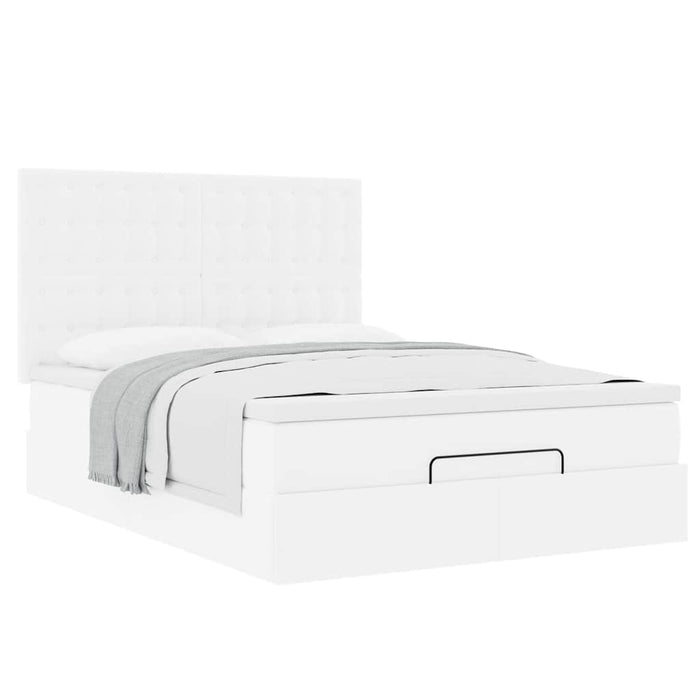 Cadru de pat otoman cu saltea alb 140x190 cm piele artificială - WALTI WALTI
