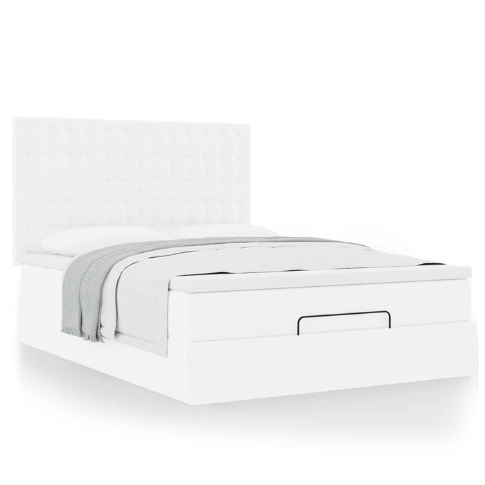 Cadru de pat otoman cu saltea alb 140x190 cm piele artificială - WALTI WALTI