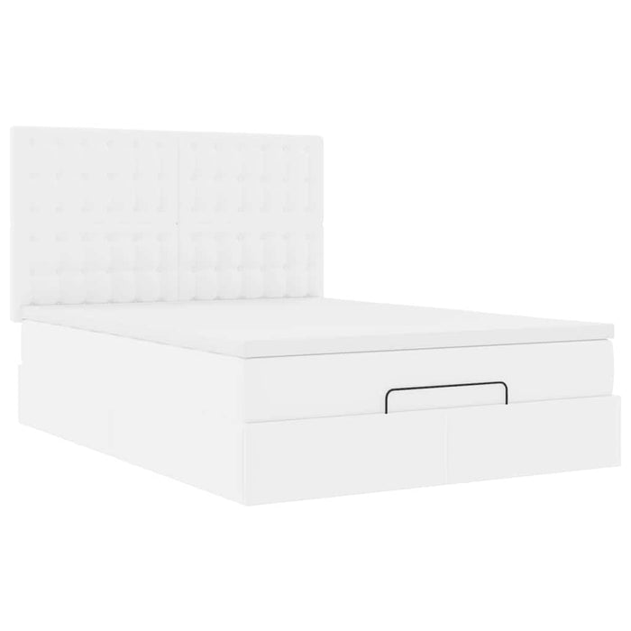 Cadru de pat otoman cu saltea alb 140x190 cm piele artificială - WALTI WALTI