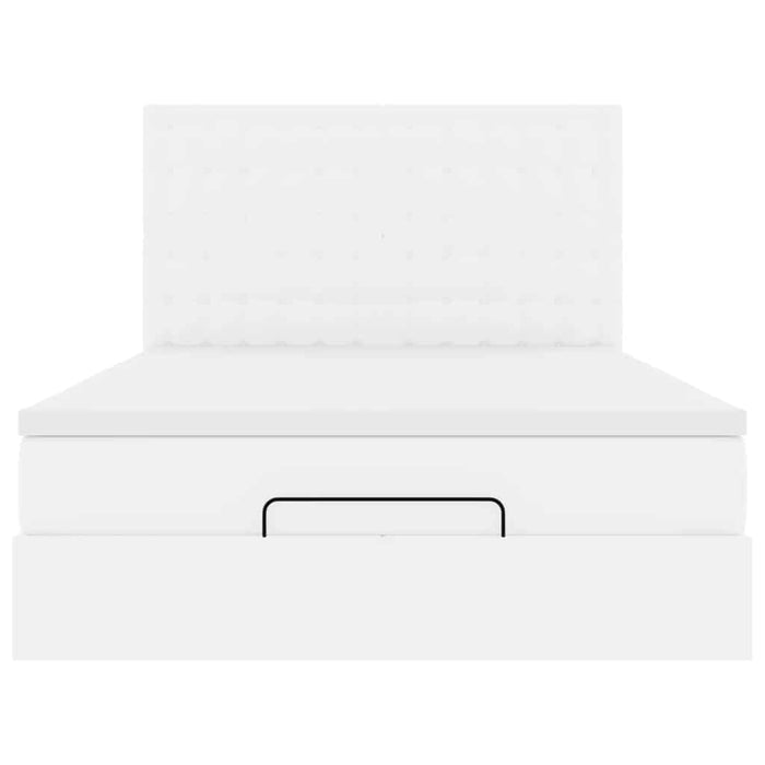 Cadru de pat otoman cu saltea alb 140x190 cm piele artificială - WALTI WALTI
