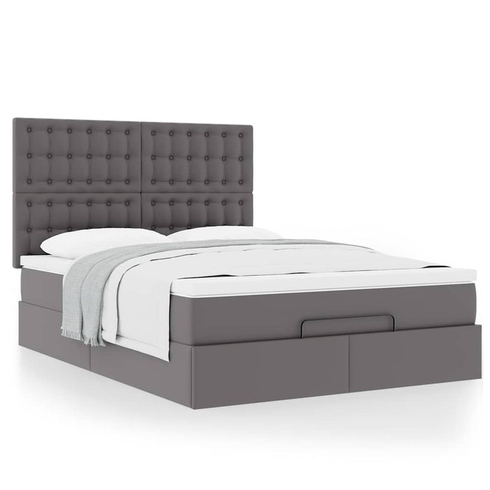 Cadru de pat otoman cu saltea gri 140x190cm piele artificială - WALTI WALTI