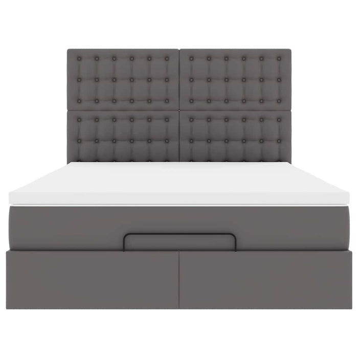 Cadru de pat otoman cu saltea gri 140x190cm piele artificială - WALTI WALTI