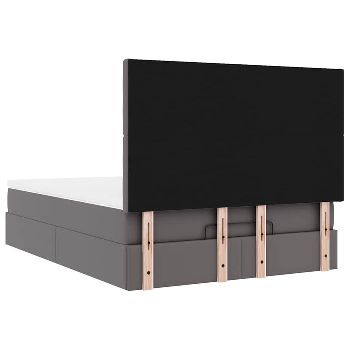 Cadru de pat otoman cu saltea gri 140x190cm piele artificială - WALTI WALTI