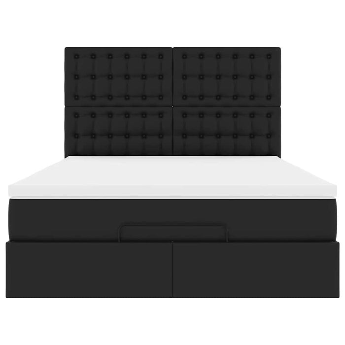 Cadru pat otoman cu saltea neagră 140x200cm piele artificială - WALTI WALTI