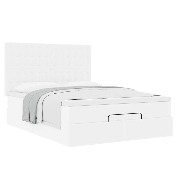 Cadru de pat otoman cu saltea alb 140x200cm piele artificială - WALTI WALTI