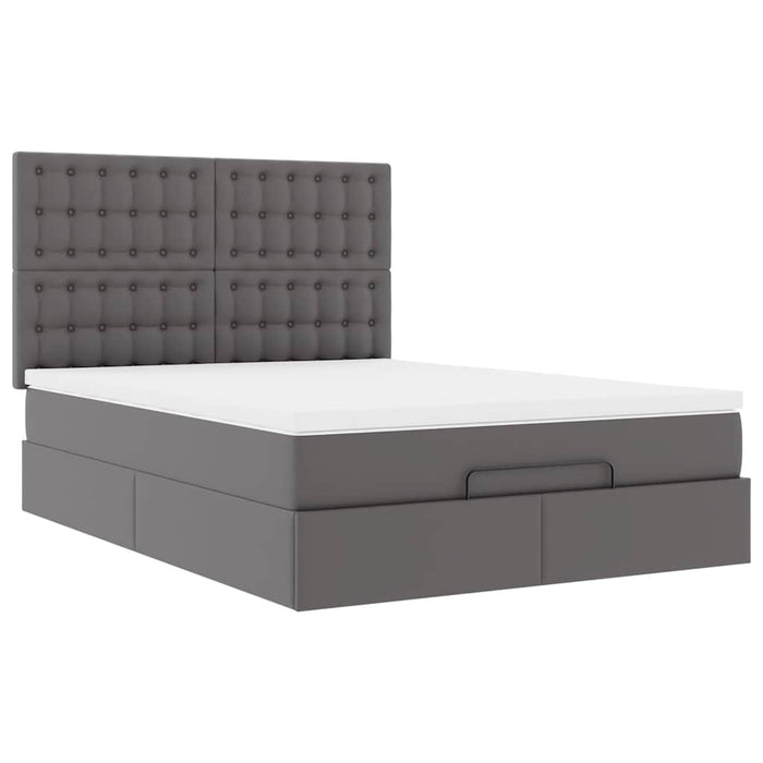 Cadru de pat otoman cu saltea gri 140x200cm piele artificială - WALTI WALTI