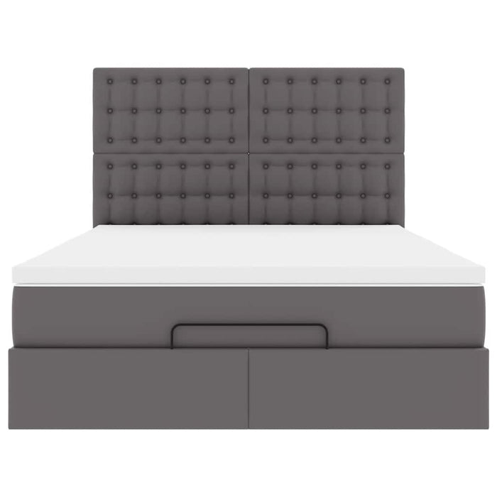 Cadru de pat otoman cu saltea gri 140x200cm piele artificială - WALTI WALTI