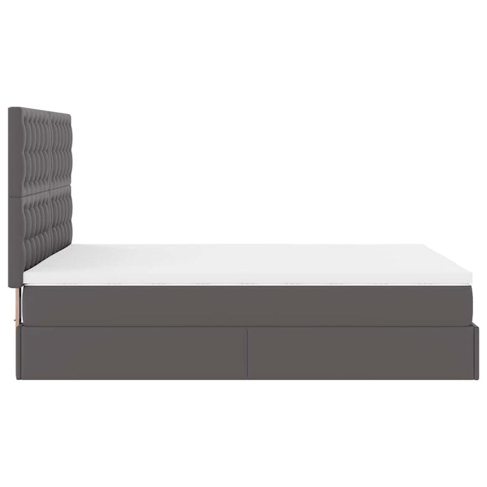 Cadru de pat otoman cu saltea gri 140x200cm piele artificială - WALTI WALTI