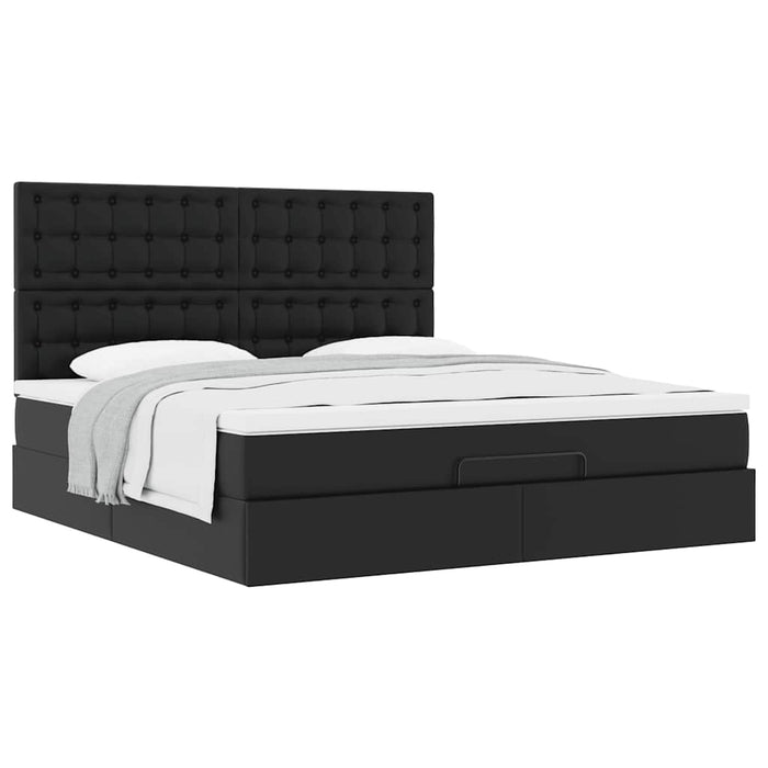 Cadru de pat otoman saltea neagră 160x200cm piele artificială - WALTI WALTI
