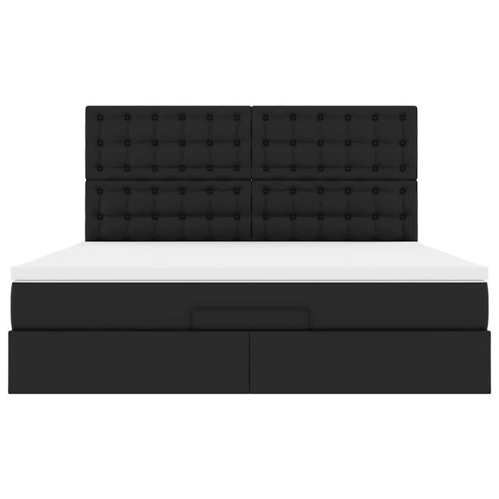 Cadru de pat otoman saltea neagră 160x200cm piele artificială - WALTI WALTI
