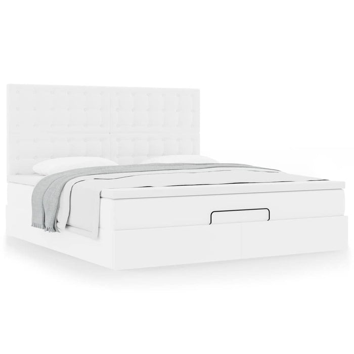 Cadru de pat otoman cu saltea alb 160x200cm piele artificială - WALTI WALTI