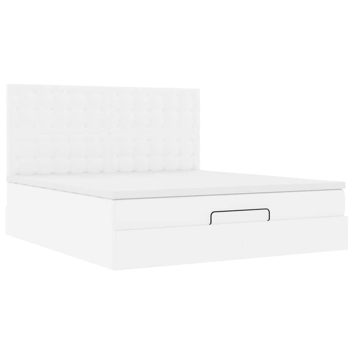 Cadru de pat otoman cu saltea alb 160x200cm piele artificială - WALTI WALTI