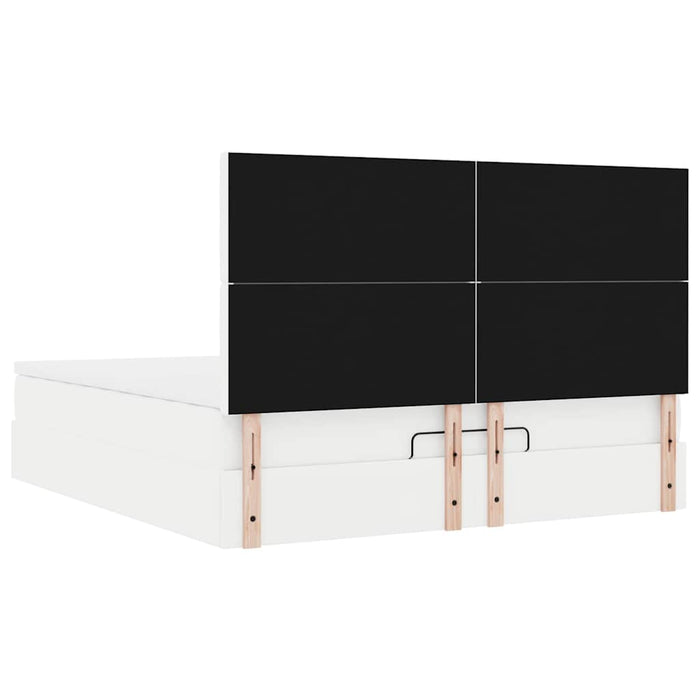 Cadru de pat otoman cu saltea alb 160x200cm piele artificială - WALTI WALTI