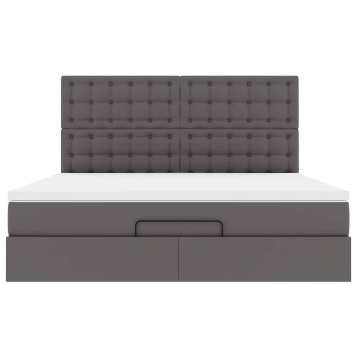Cadru de pat otoman cu saltea gri 160x200cm piele artificială - WALTI WALTI