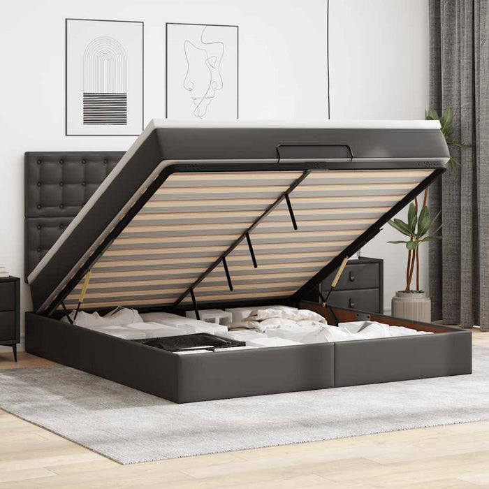 Cadru de pat otoman saltele Negru 180x200cm piele artificială - WALTI WALTI