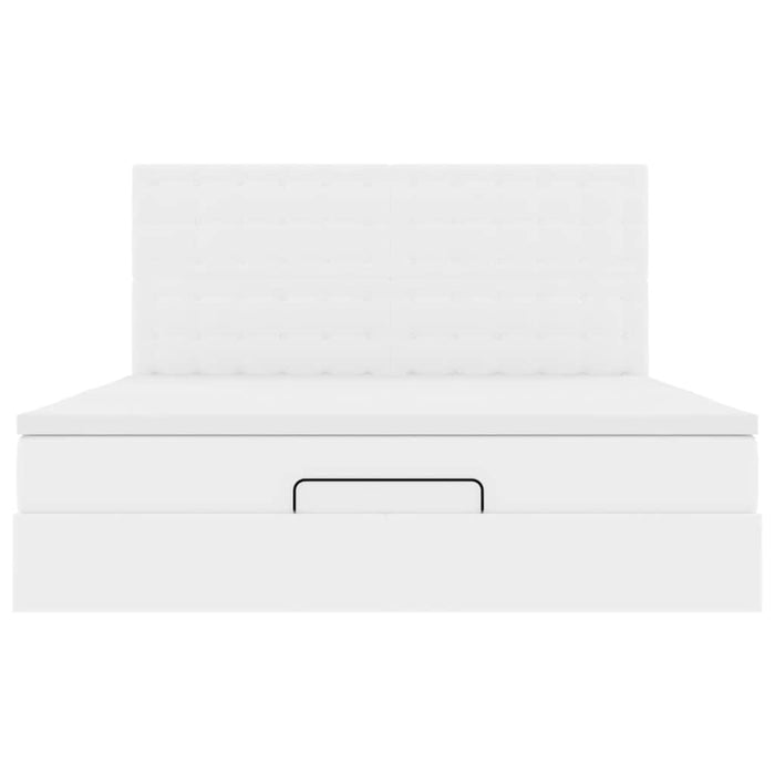 Cadru de pat otoman cu saltele alb 180x200cm piele artificială - WALTI WALTI
