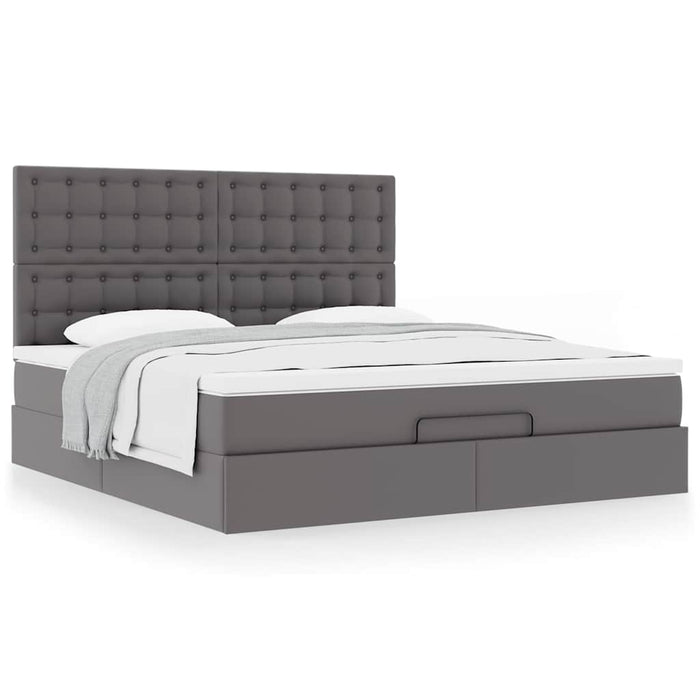 Cadru de pat otoman cu saltele Gri 180x200cm piele artificială - WALTI WALTI