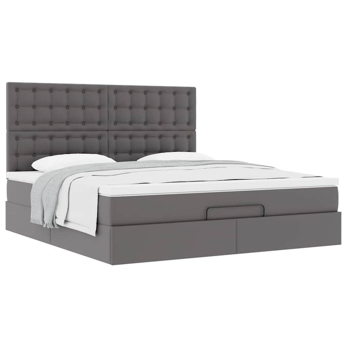Cadru de pat otoman cu saltele Gri 180x200cm piele artificială - WALTI WALTI