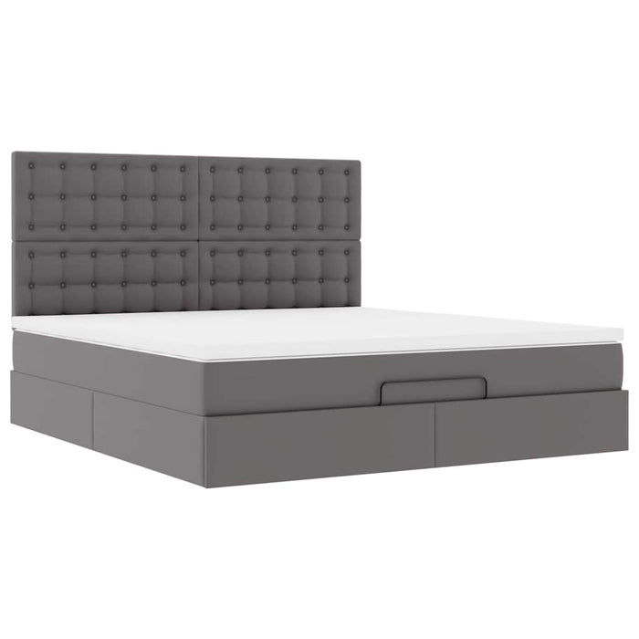 Cadru de pat otoman cu saltele Gri 180x200cm piele artificială - WALTI WALTI