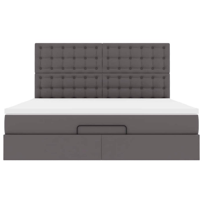 Cadru de pat otoman cu saltele Gri 180x200cm piele artificială - WALTI WALTI