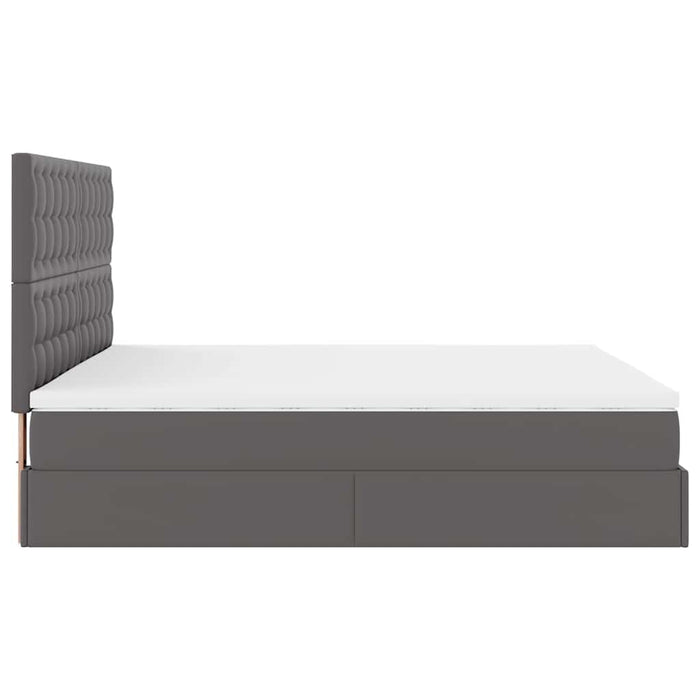 Cadru de pat otoman cu saltele Gri 180x200cm piele artificială - WALTI WALTI