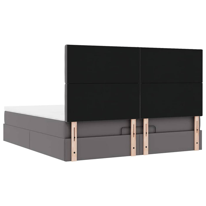 Cadru de pat otoman cu saltele Gri 180x200cm piele artificială - WALTI WALTI