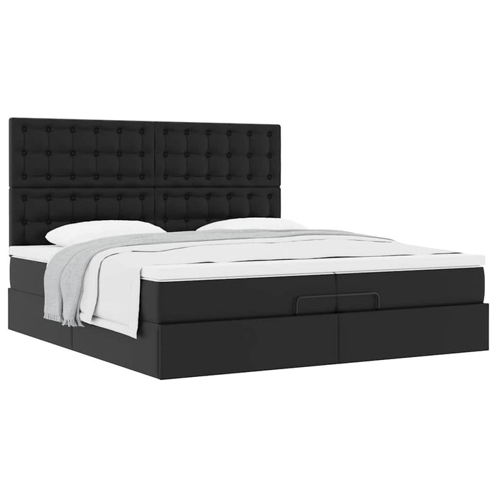 Cadru de pat otoman saltele Negru 200x200cm piele artificială - WALTI WALTI