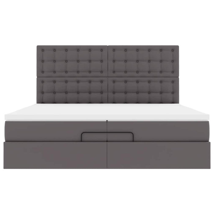 Cadru de pat otoman cu saltele Gri 200x200cm piele artificială - WALTI WALTI