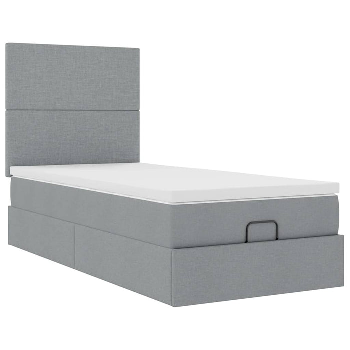 Cadru de pat otoman cu saltea țesătură gri deschis 80x200cm - WALTI WALTI